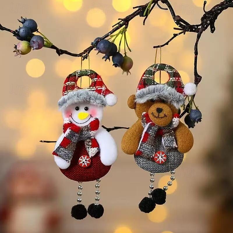 4pcs Christmas Plush Ornaments Decorations – Santa Claus Fabric Ornaments, Small Hanging Accessories for Christmas Tree, Gifts, Home and Holiday Decor3