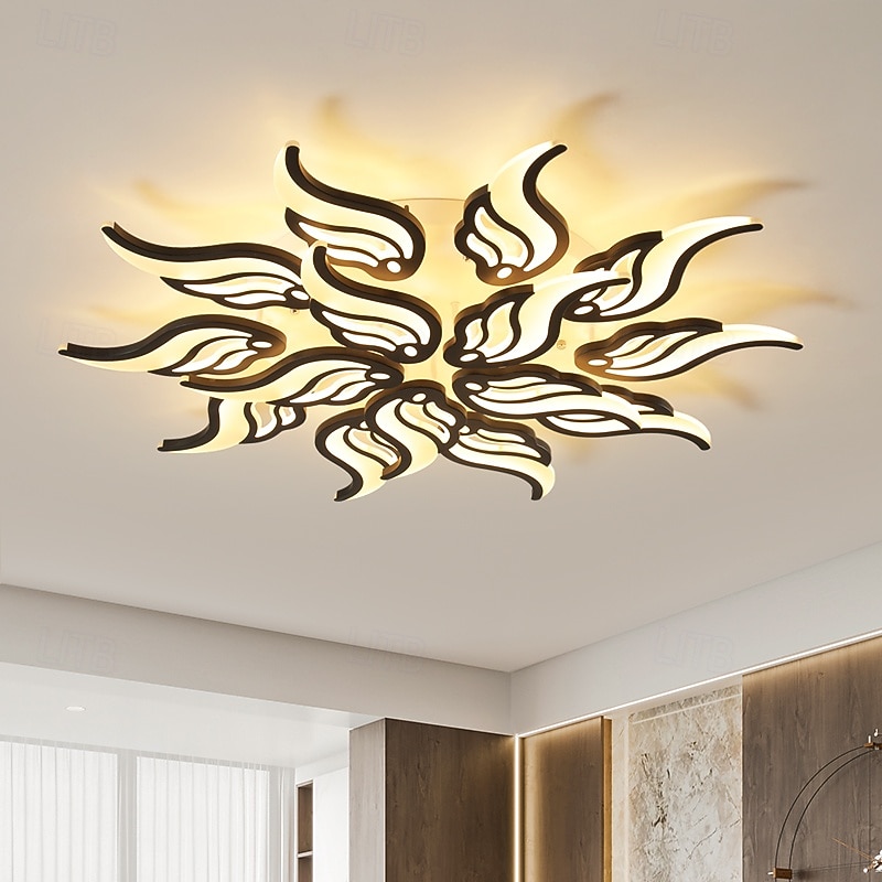 3-Light 5-Light 60/67/79/78/88/98 cm Dimmable Cluster Design Ceiling Lights Metal Acrylic Layered Artistic Style Modern Style Painted Finishes Black LED Modern 110-120V 220-240V