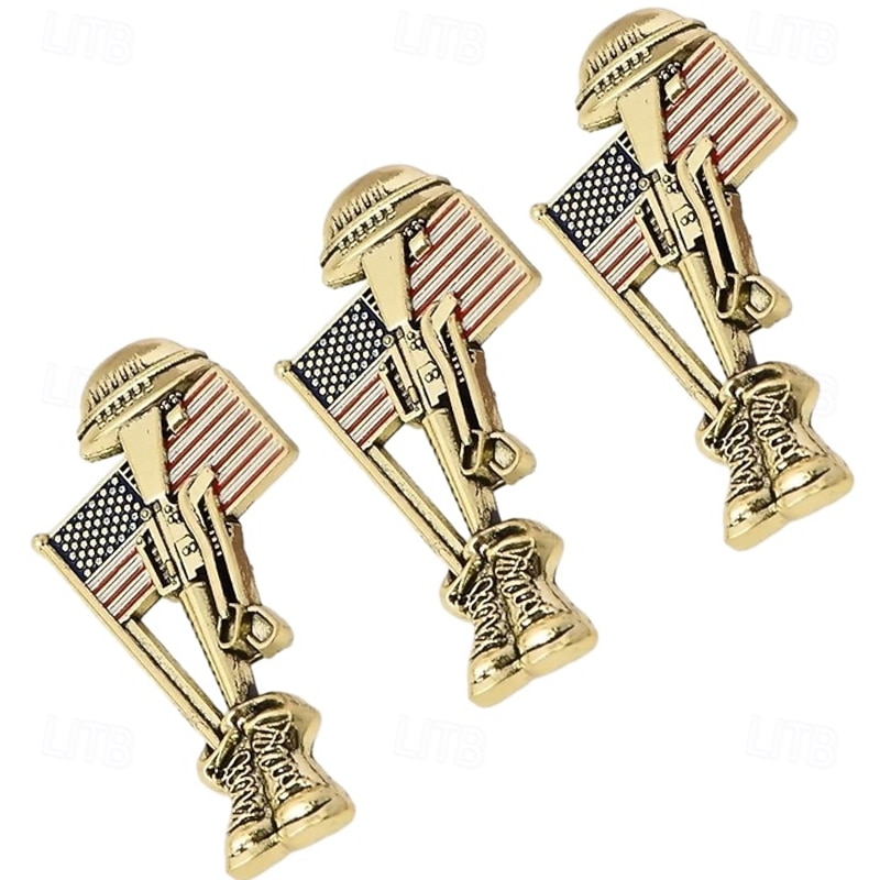 3 Pack Handmade Soldier Memorial Pin, American Poppy Flower Brooch, Remembrance Day Lapel Badge, Fashion Enamel Brooch Inspired by Kate Princess Style