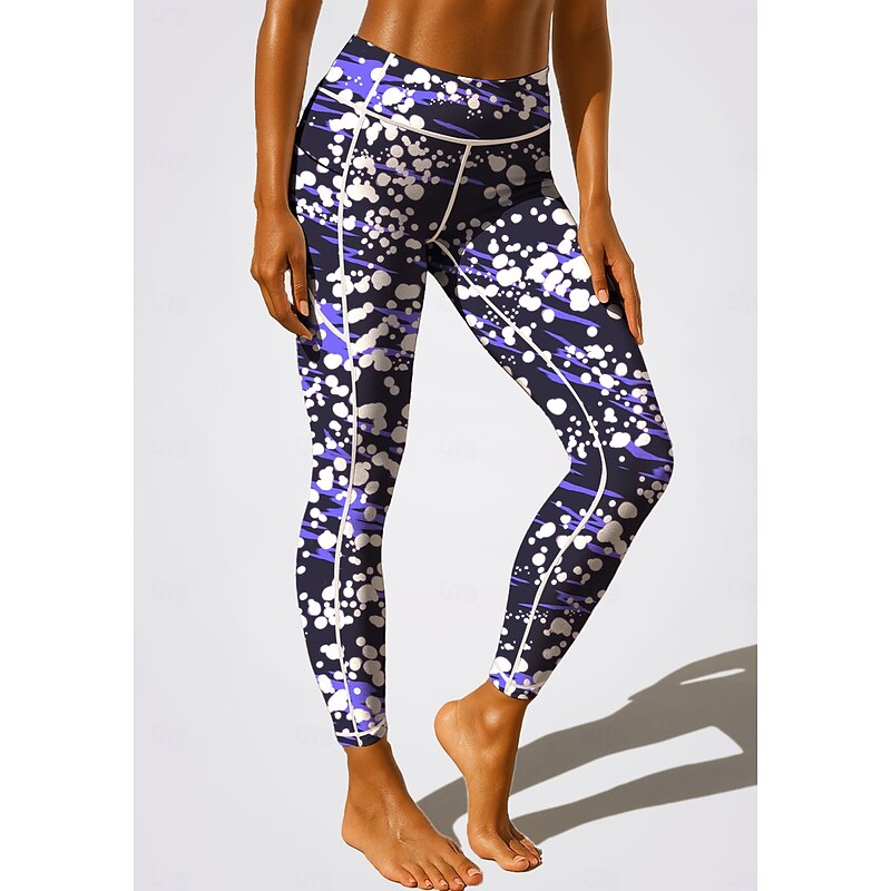 Women's pilates leggings fitness pants Gym Leggings Pockets Stamp Duty Side Pockets Pilates Gym Gym Workout Pants Tights Leggings Graphic Leopard Print Amethyst Light Green Blue Sports Activewear2