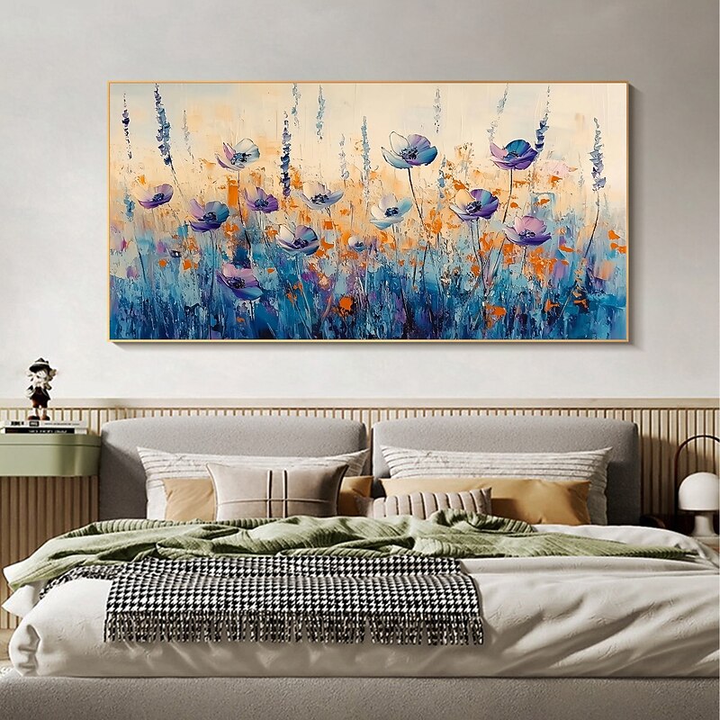 Handmade Original Colorful Flowers Oil Painting On Canvas Wall Abstract Floral Painting for Home Decor With Stretched Frame/Without Inner Frame Painting4