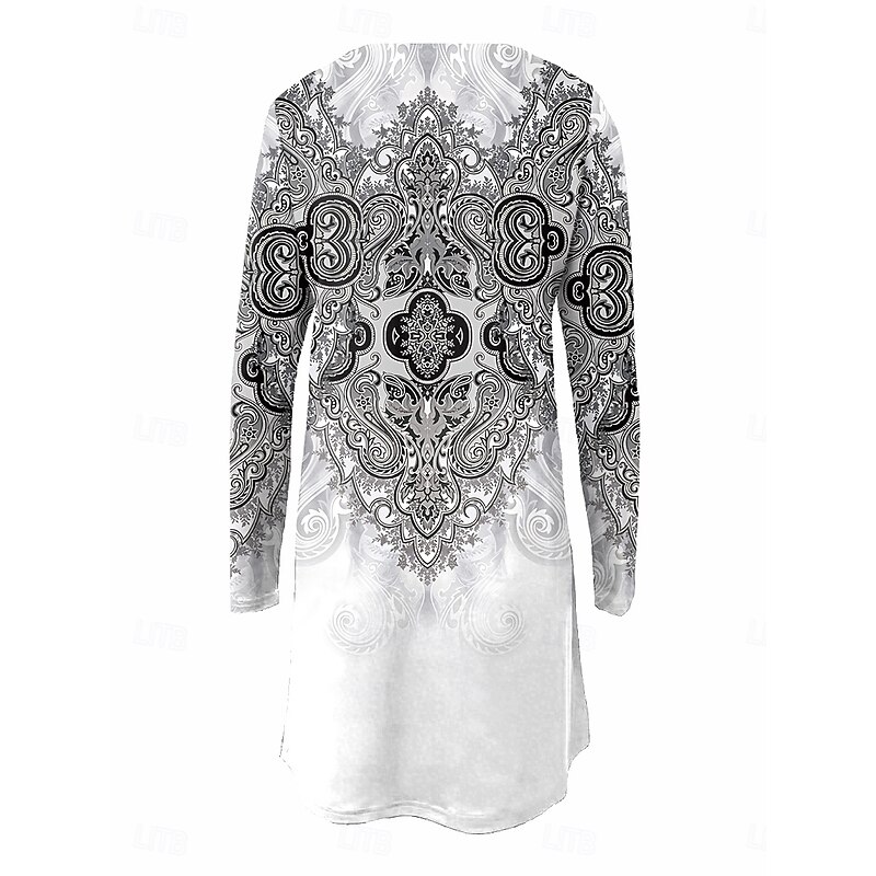 Women's Mini Dress T Shirt Dress Tee Dress A Line Dress Vacation Casual Daily Date Regular Fit Ombre Graphic Long Sleeve Crew Neck Black Red Blue Purple Spring Fall Winter2