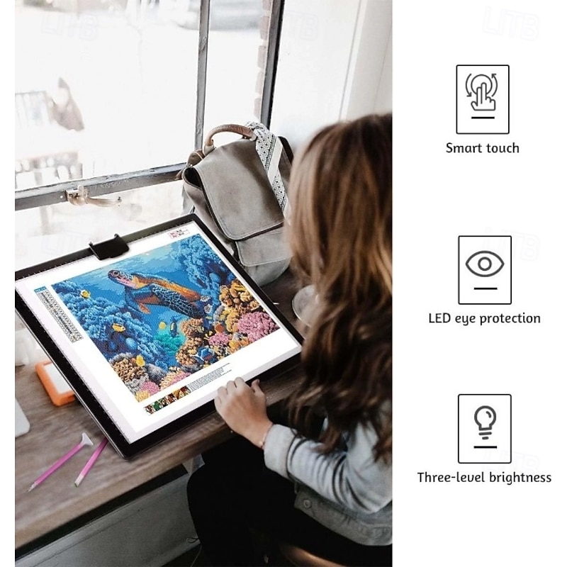A3 LED Light Box w/Built-in Stand, Light Pad/Board for Diamond Painting with 2.8in Magnetic Clip, Light Board, Tracing Light Pad for Kids4