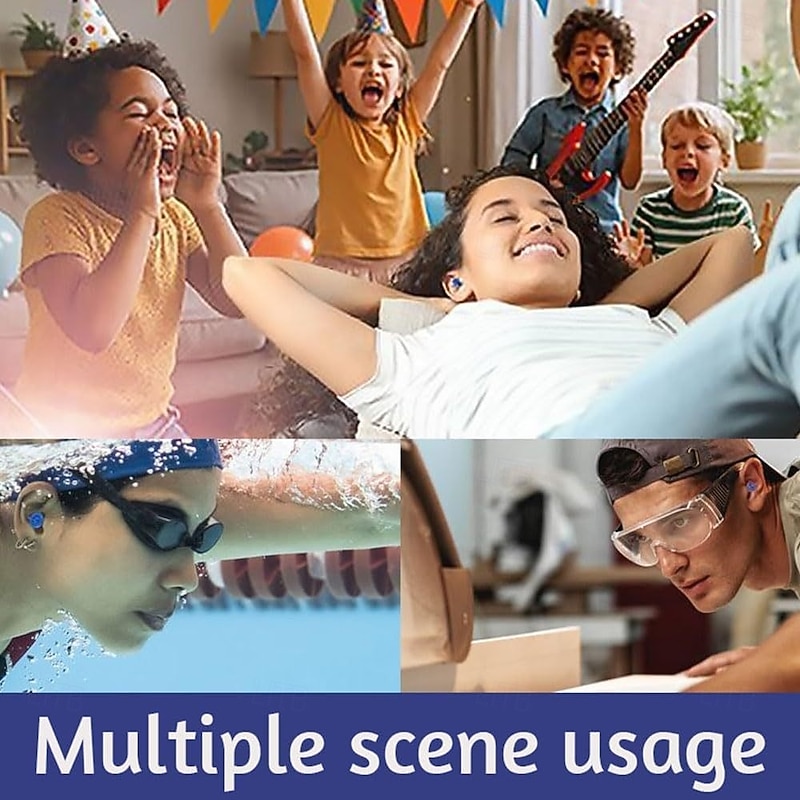 1 Pair Innovative Inflatable Earplugs Ultra-Comfy Reusable Noise-Reducing Earplugs Flexible Waterproof Silicone Hearing Protection for Deep Focus2