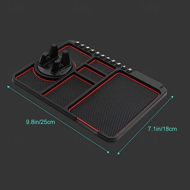 Anti-Skid Car Dashboard Sticky Pad, Multifunctional Silicone Phone Holder Mat with Temporary Parking Number Plate, GPS Mount and Storage Organizer for Car Console2