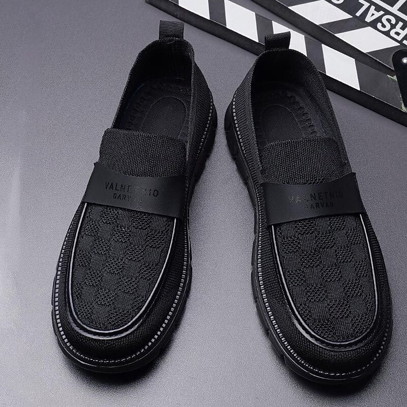 Men's Brown Flyknit Loafers with Comfort Sole, Casual Slip-On Shoes for Business Casual, Travel and Daily Outfits4