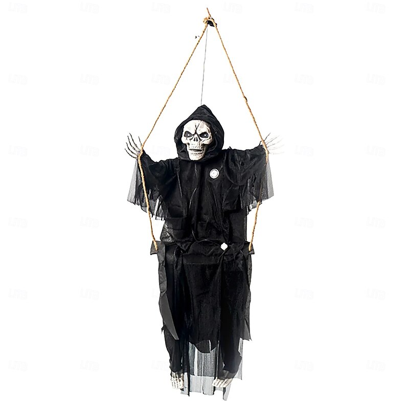 Outdoor Halloween Decor Scary Voice Effects LED Hanging Decor Decorations Outdoor Scary Skeleton with Light Up Eyes Swing Flying for Yard Garden Patio Cute Halloween Decor2