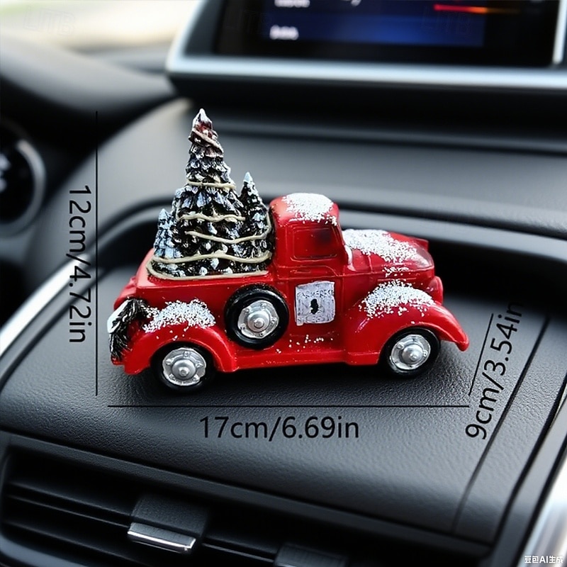 1Pcs Charming Red Christmas Cart Resin Ornament - Perfect for Car And Home Office Decor Ideal Holiday Gift for Friends and Family Christmas Decor Christmas Tree Desktop Decor2