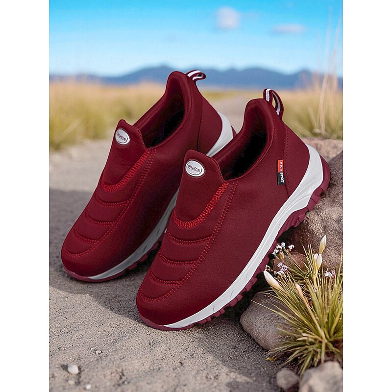 Women's Dark Red Slip-On Walking Shoes – Lightweight Comfort Sneakers for Travel, Outdoor Activities and Everyday Wear2