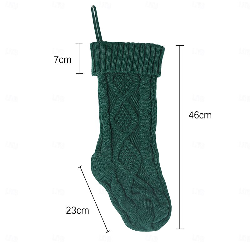 Knitted Christmas Stocking for Home Decor, Candy Bag Gift Socks with Diamond Pattern, Hanging Holiday Sock Ornament, Cozy Festive Gift Decoration2