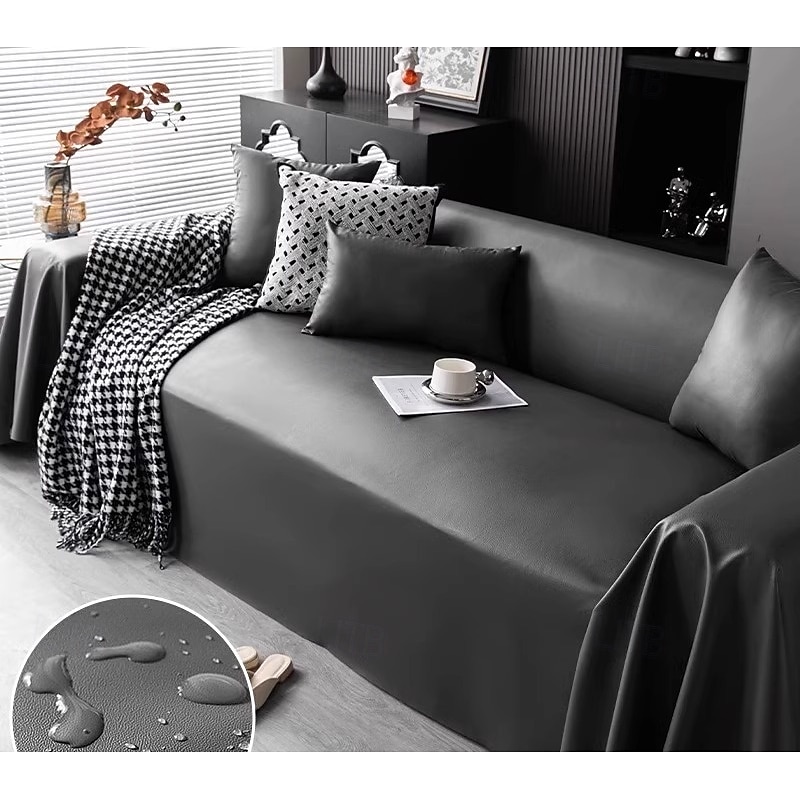 Luxury Anti-Scratch Faux Leather Sofa Cover, Hair-Resistant Full Slipcover, One-Piece All-Season Sofa Throw4
