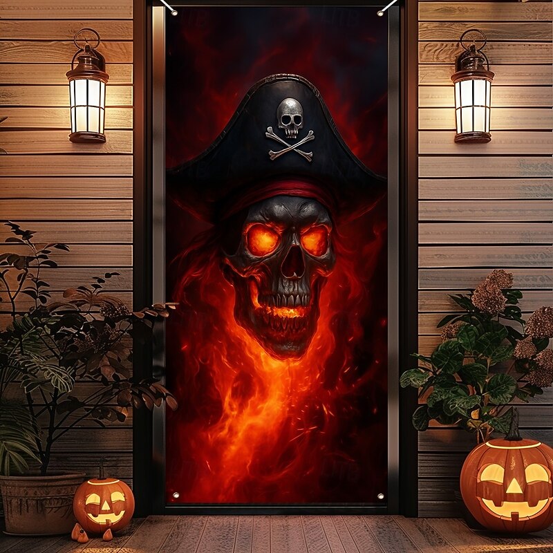 Halloween Door Covers Door Tapestry Door Curtain Decoration Backdrop Door Banner for Front Door Farmhouse Holiday Party Indoor Outdoor Decor Supplies4