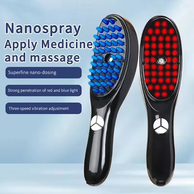 Electric Spray Massage Comb Head Meridian Vibration Massager Red Blue Light Comb Negative Ion Scalp Applicator Anti Hair Loss