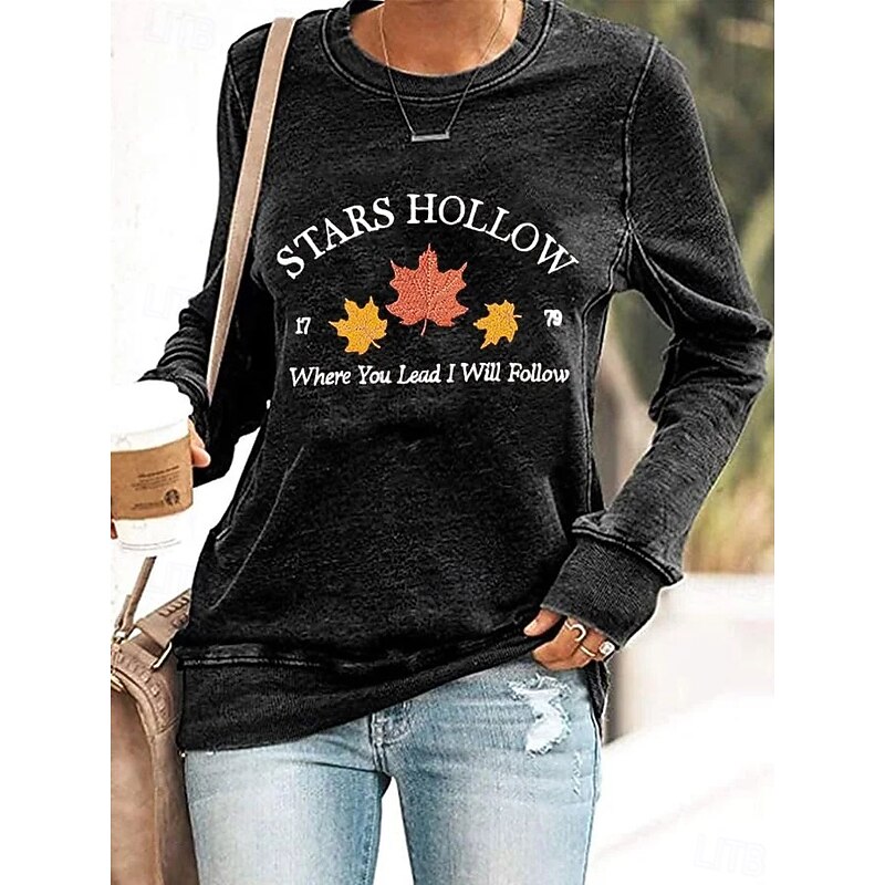 Women's Pullover Sweatshirt Graphic Letter Casual Long Sleeve Crew Neck Regular Tops Street Casual Holiday Print Black Blue Purple Orange Spring Fall Winter2