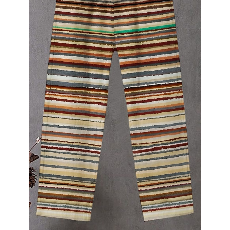 Women's Chinos Pants Trousers Streetwear Casual Full Length High Waist Striped Elastic Waist Print Breathability Comfortable Stretchy Vacation Street Daily Wear Rainbow Summer Spring Fall Regular Fit3