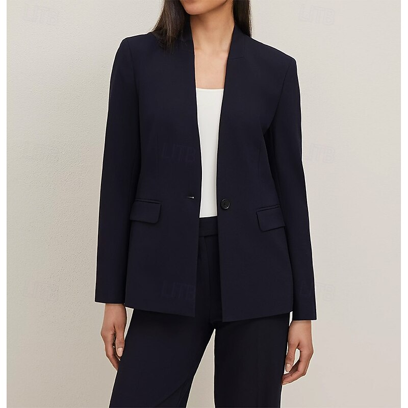 Women's 2 Pieces Suits Formal Wedding Guest Elegant Vintage Simple Collarless Long Sleeve Floor Length Lapel Single Breasted2