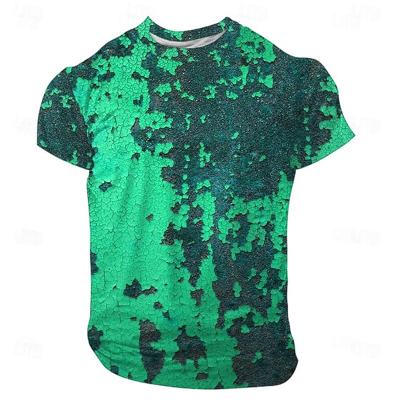 Men's Optical Illusion Blood Splatter Abstract 3D T Shirt Short Sleeve T shirt 3D Print Crew Neck Shirt Exaggerated Designer Party Street Casual Yellow Red Blue Summer Spring All Seasons Clothing4