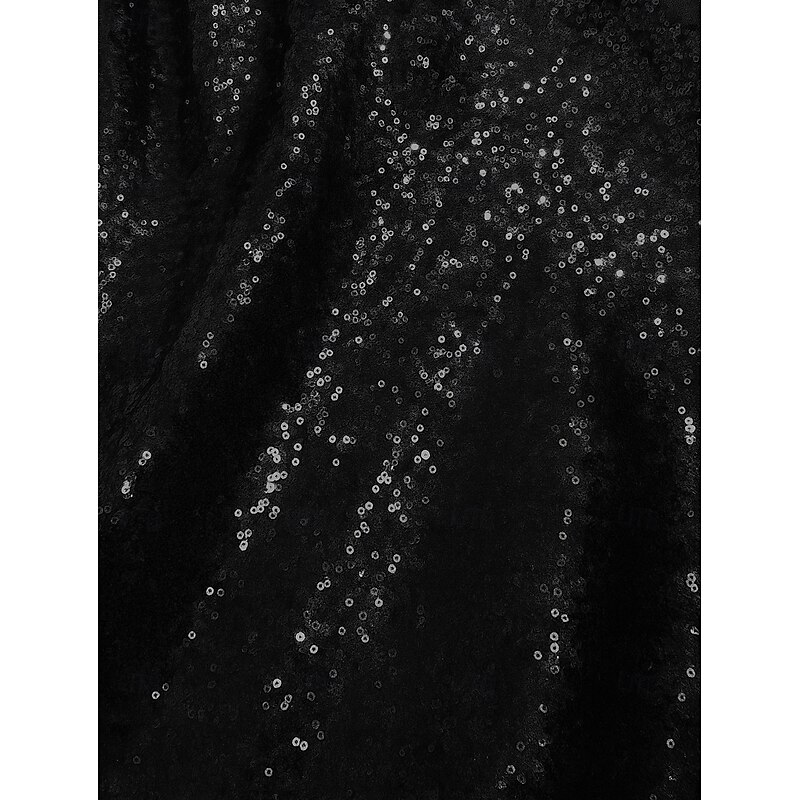 Gold Black Tie Sequined A-Line Evening Gown Elegant Dress Formal Wedding Floor Length 3/4 Length Sleeve V Neck with Glitter Pleats4