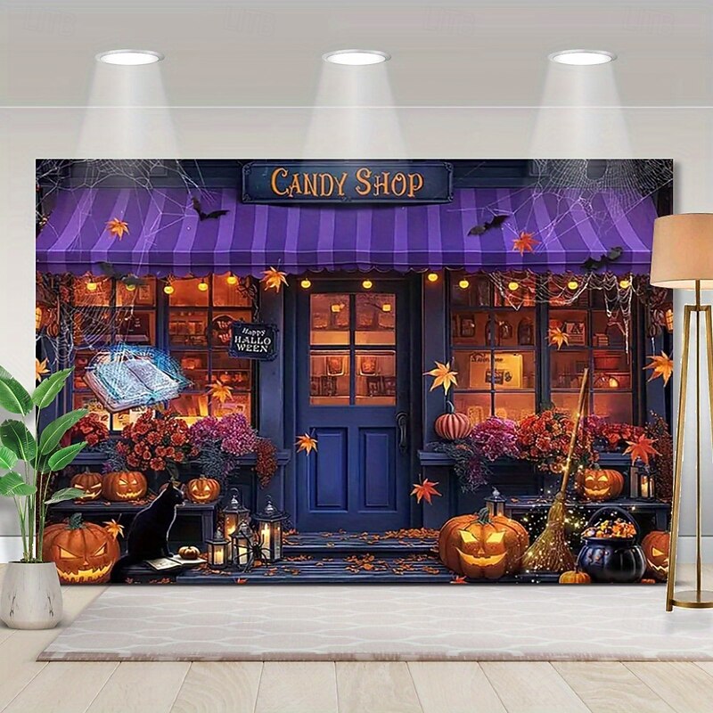 Haunted Mound Pumpkin Tapestry – Gothic Halloween Wall Hanging with Creepy Jack-O'-Lantern Face, Vintage Horror Decor for Bedroom, Living Room or Party Wall2