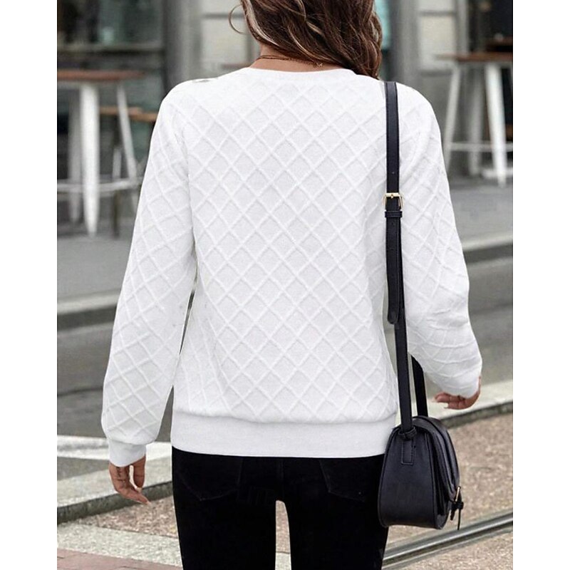 Women's Texture Sweatshirt Sweatshirts Zip Up Sweatshirts Plain Streetwear Casual Comfy Long Sleeve High Neck Regular Tops Street Holiday Going out Half Zipper Quarter Zipper Quarter Zip White Spring2