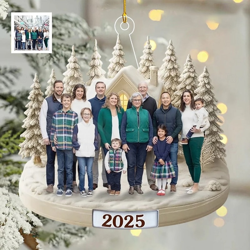 Personalized Family Photo Christmas Ornaments Acrylic 2D Custom Christmas Gift Idea For Family/Couple Xmas Tree Ornaments Decoration Hanging Pendant