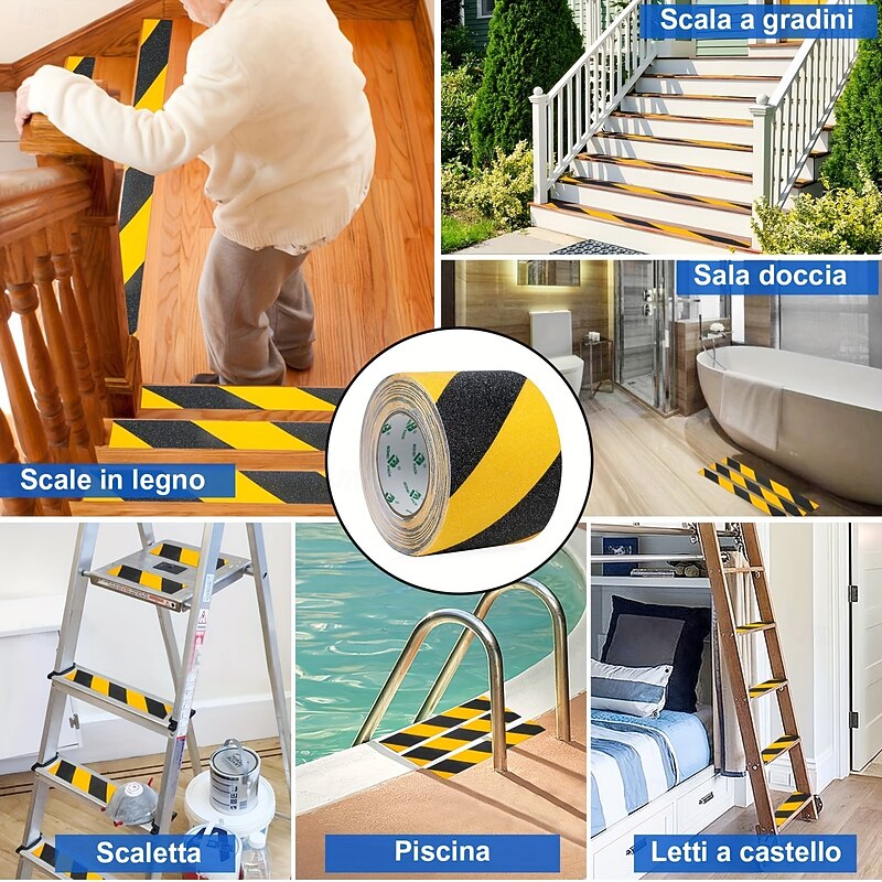 Anti-Slip Waterproof Tape - Extra Strong Grip for Stairs, Bathrooms, Pools & Office - Durable Yellow & Black Safety Tape with 80 Mesh High Traction Grit4