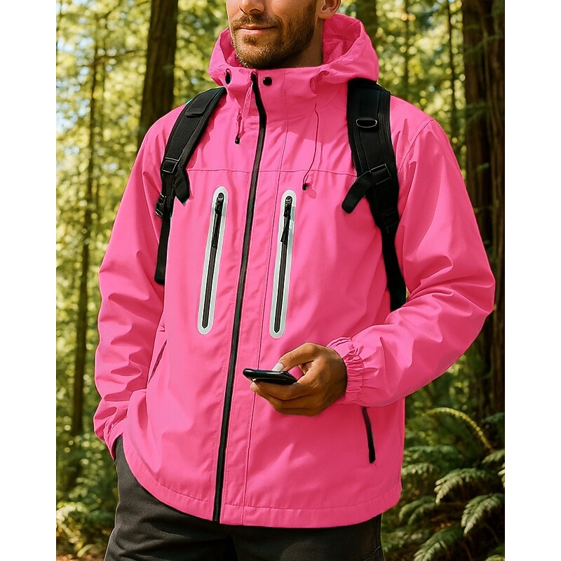 Men's Windbreaker Softshell Jacket Hiking Jacket Outdoor Waterproof Windproof Hiking Outfits Hiking Clothes Spring Autumn / Fall Top Camping / Hiking / Caving Running Black White Pink4