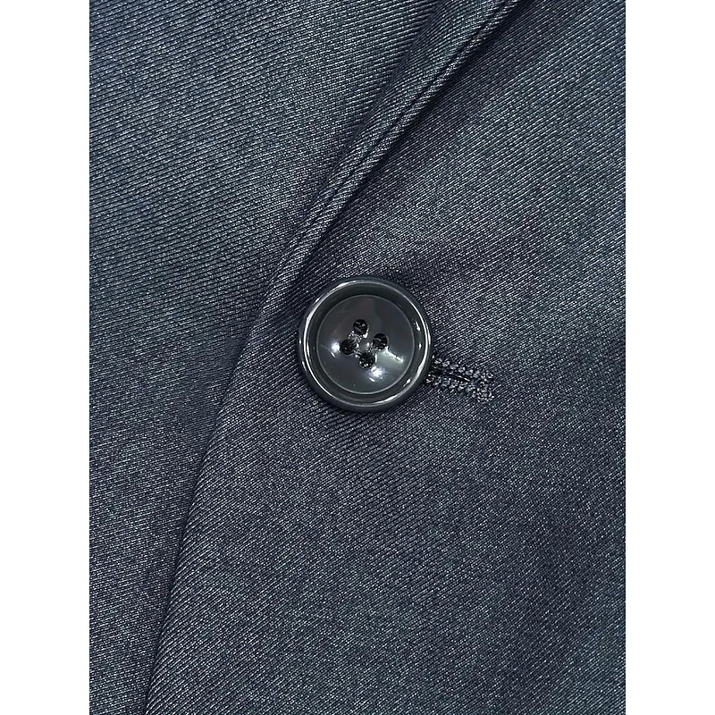 Men's Wedding Casual Business Suits Notch Lapel Dark Grey Formal Solid Colored Tailored Fit 2 Piece Single Breasted One-button3