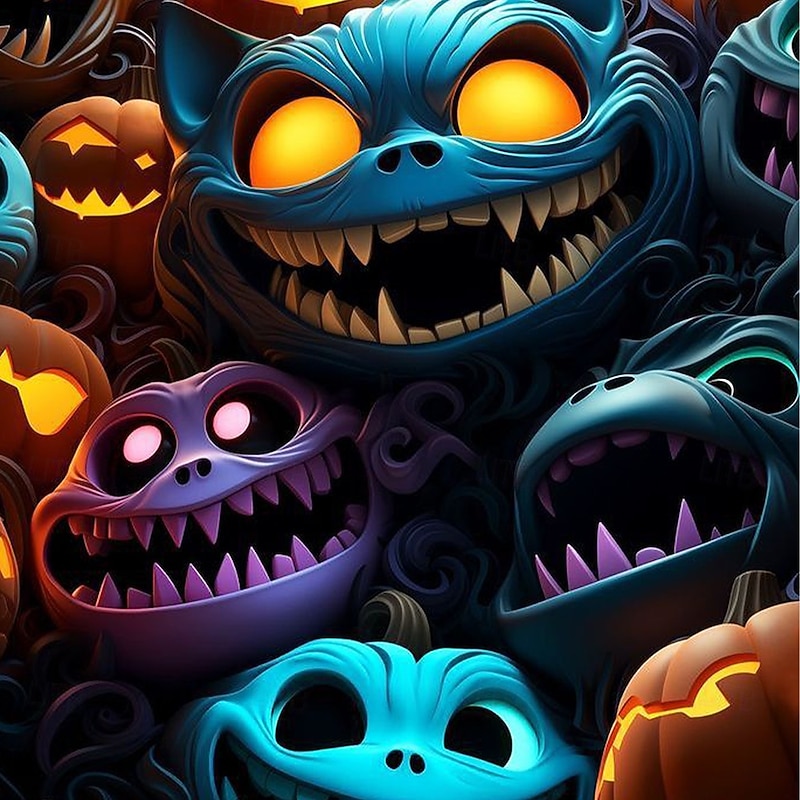 Men's Cat Pumpkin Hoodie Sweatshirt Cool Party Crew Neck Club Streetwear Yellow Blue Drawstring Fall Winter Designer3