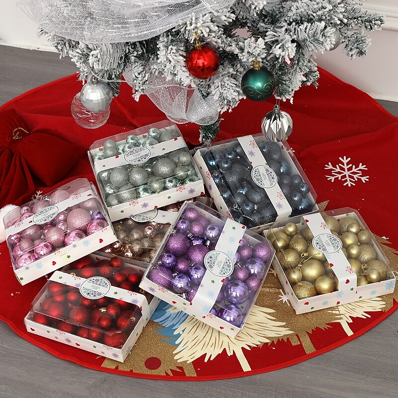 44 Pcs Christmas Tree Balls Baubles Ornaments Xmas Decorations Glitter Shiny Powder Balls Gift Box Set For Holiday Party Scene Layout Christmas Tree Hanging Decoration Accessories2