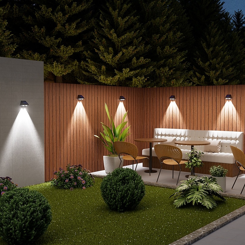 2/4PCS Solar Wall Light Outdoor Waterproof Fence Lamp Garden Wall Washer Light Home Balcony Holiday Decoration Atmosphere Light Villa Street Light2