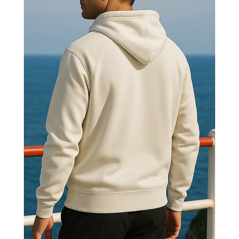 Men's Casual Sweatshirt Pullover Hoodie with Pockets Long Sleeve Top Athleisure Fall Solid Colored Fashion Outdoor Travel Running Sportswear Activewear Black Yellow Army Green2