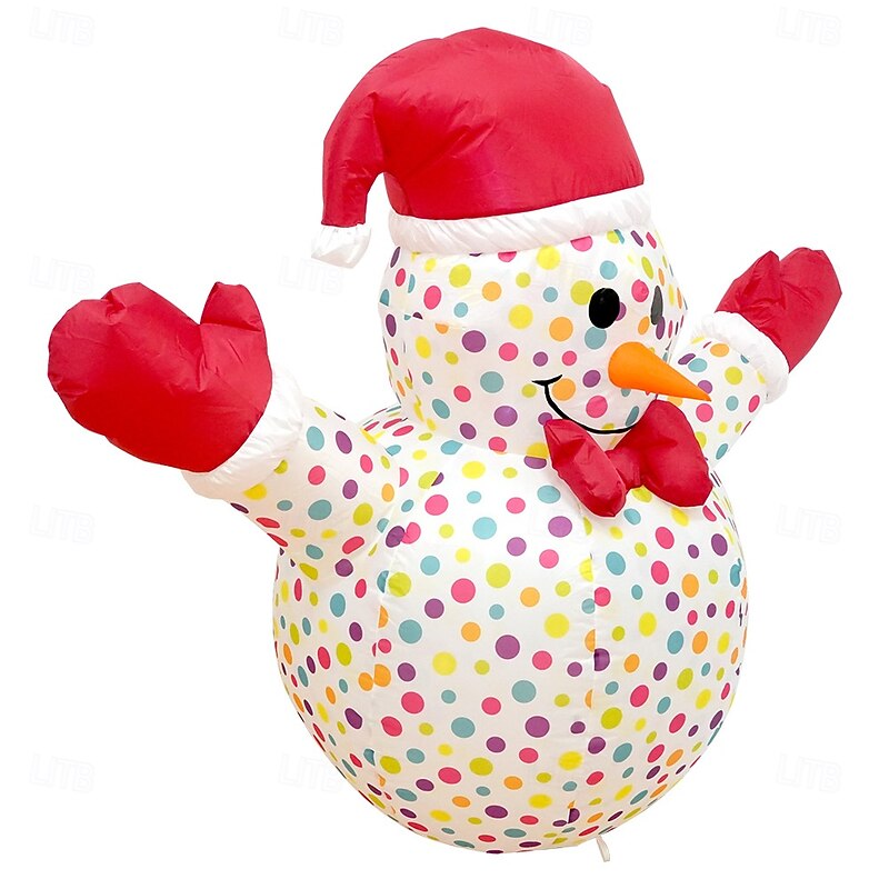 1 Pc 1.2M/3.94FT Christmas Hat Luminous Wave Point Snowman Inflatable Air Model Indoor and Outdoor Courtyard Lawn Path Garden Party Christmas Atmosphere Decorative Light EU/US/UK/AU Plug3