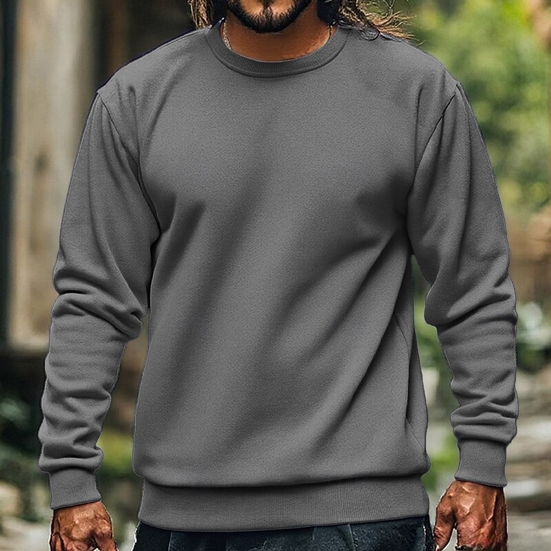 Men's Sweatshirt Black White Army Green Red Light Grey Crew Neck Plain Sports & Outdoor Daily Holiday Polyester Streetwear Basic Casual Fall Winter Clothing Apparel Hoodies Sweatshirts4