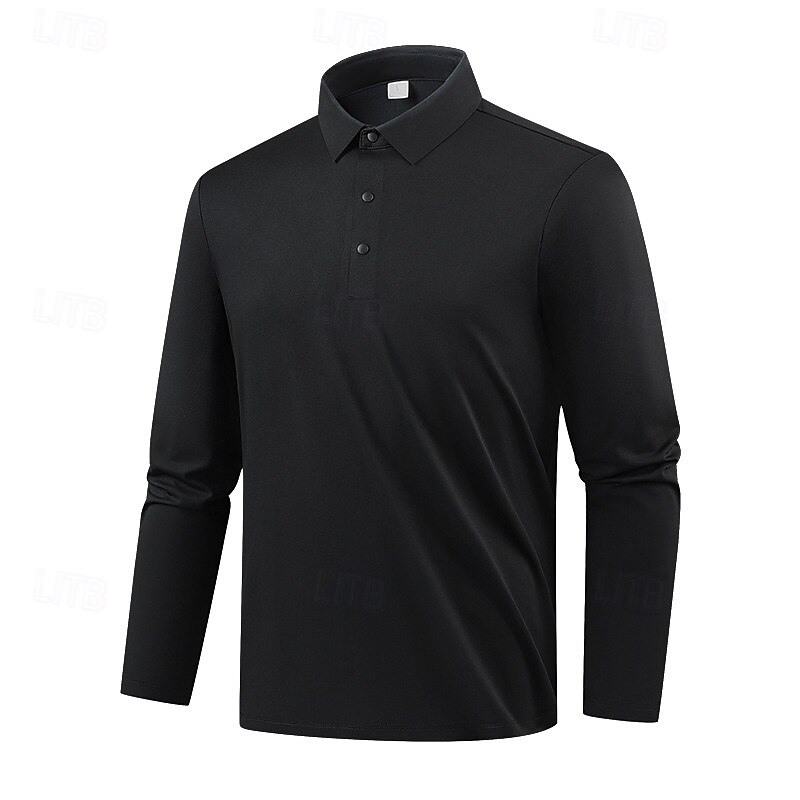 Men's Golf Polo Shirt Hiking Shirt Hiking top Long Sleeve Turndown Top Outdoor UV Sun Protection Quick Dry Breathable Polyester Dark Grey Black Light Grey Tennis Golf Running2