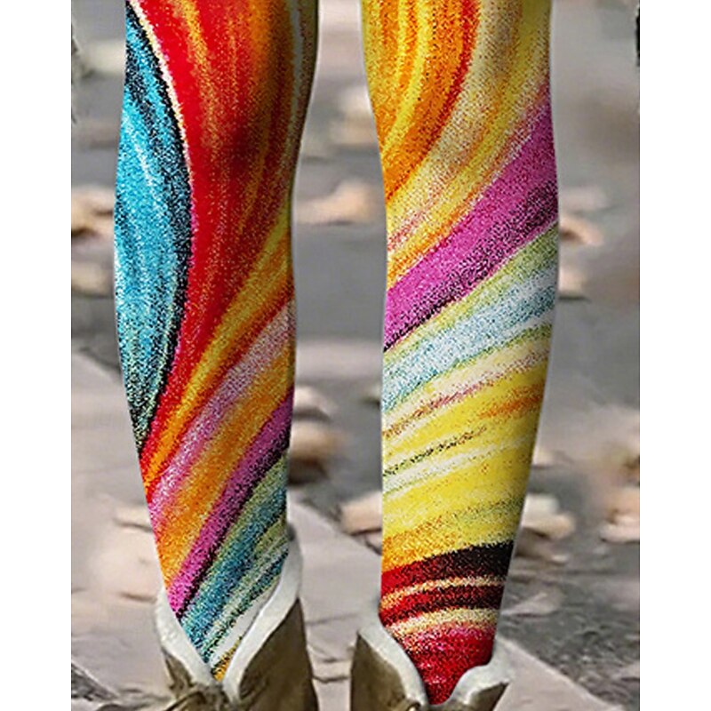 Women's Pants Trousers Leggings Cozy Leggings Streetwear Casual Full Length High Waist Graphic Elastic Waist Print Breathability Comfortable Stretchy Vacation Street Daily Wear Yellow Summer Spring3