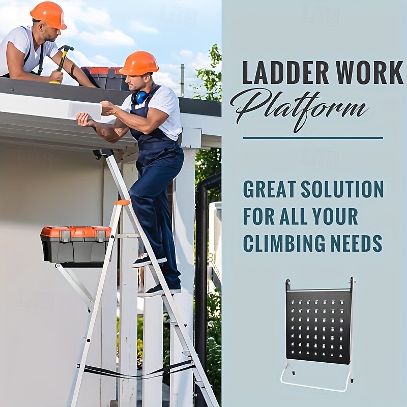 Anti-Slip Ladder Tool Platform Accessory Work Shelf for Electricians, Carpenters, Painters - Tool Tray for Step Ladders, Overhead Work Stand4