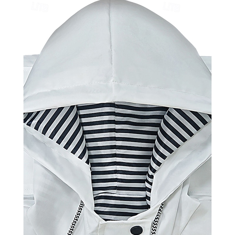 Women's Hoodie Jacket Waterproof Rain Jackets Rain Coats Warm Comfortable Zipper Pocket Buttons Fashion Plain Street Holiday Zipper Regular Hooded Regular Fit Long Sleeve Outerwear White Yellow Pink3