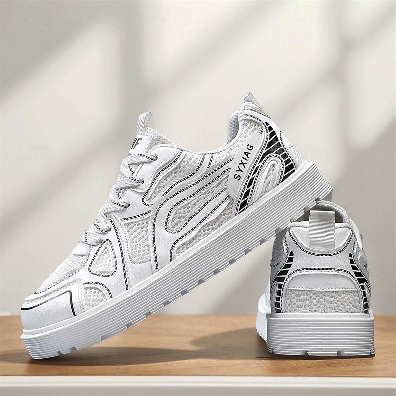 Men's White Running Sneakers – Lightweight Breathable Sports Shoes for Running, Fitness and Outdoor Activities4