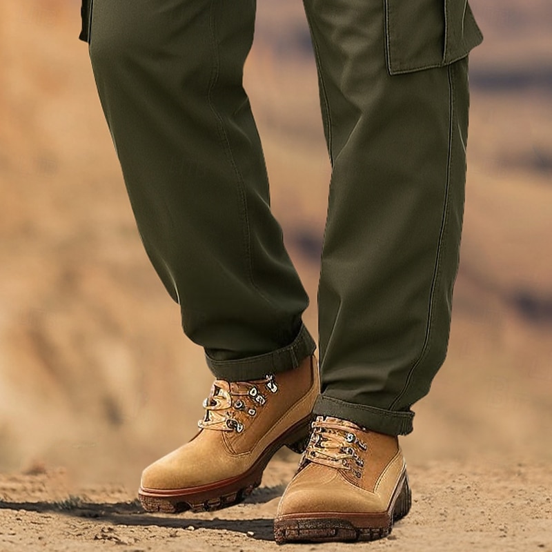 Men's Cargo Pants Cargo Trousers Combat Trousers Zipper Pocket Solid Color Plain Quick Dry Lightweight Full Length Outdoor Casual Daily Vacation Ethnic Style Black Army Green3