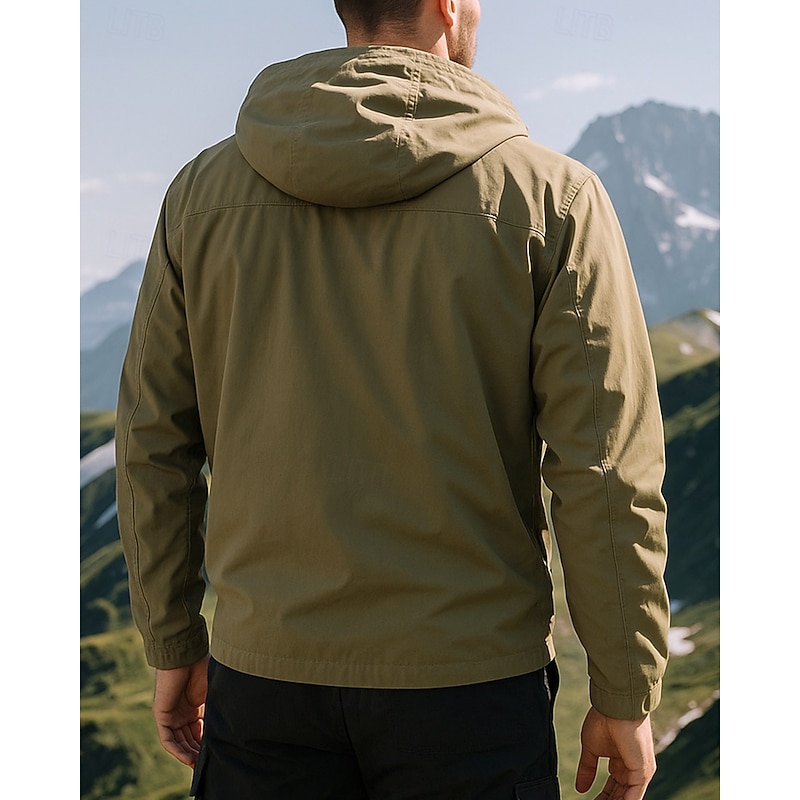 Men's Combat Jacket Hiking Jacket Cargo Jacket Outdoor Waterproof Windproof Hiking Outfits Hiking Clothes Spring Autumn / Fall Top Camping / Hiking / Caving Running Solid Color Black Army Green Khaki2