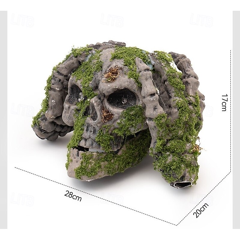 New Halloween Skull Ornament Outdoor Atmosphere Long Moss Glowing Vintage Hands-on-Head Skull4