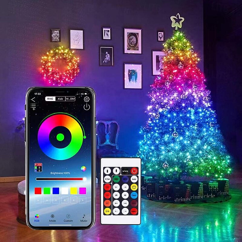 Smart Fairy String Light, LED RGB Dream Color Rope Lights with Remote, Led Rope Lights Outdoor, Christmas Light for Bedroom Deck Halloween Decorations2
