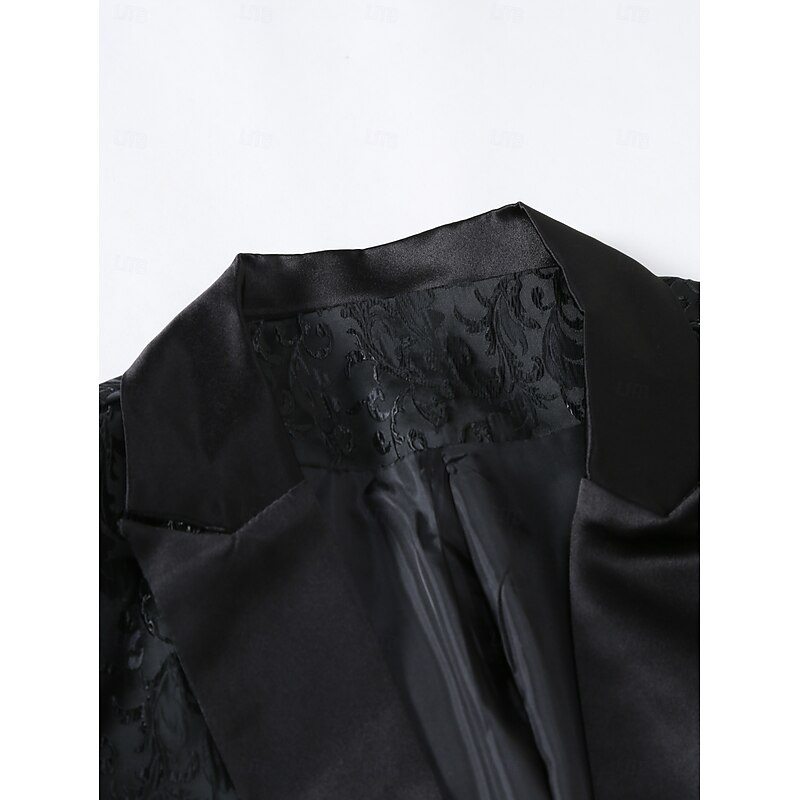 Men's Wedding Casual Party Suits Notch Lapel Black Party Print Slim Fit 2 Piece Single Breasted One-button2