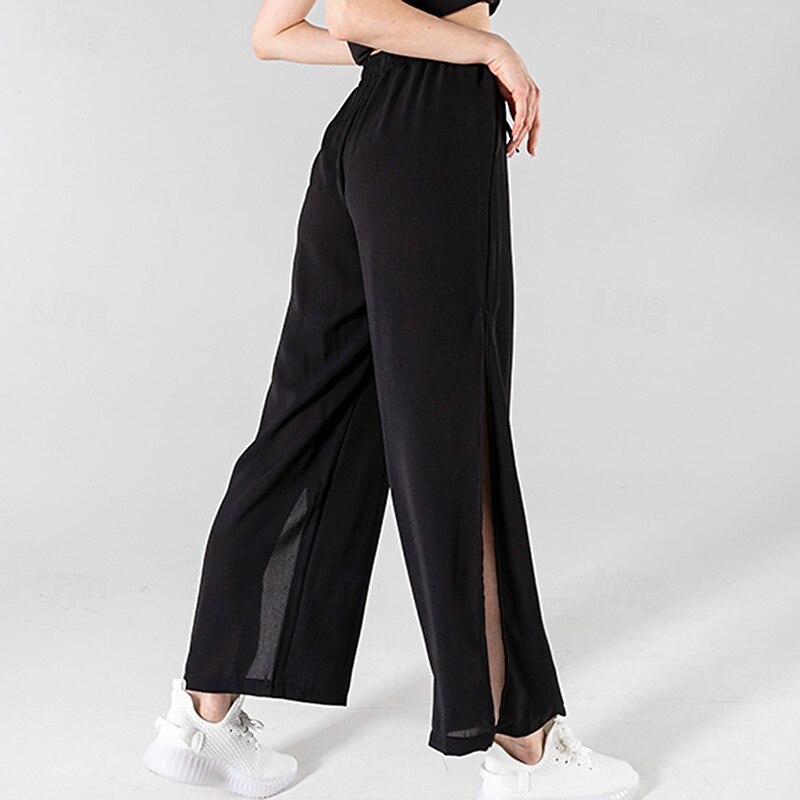 Women's Wide Leg Pants Casual Straight Leg Pants High Waist Athletic Pilates Running Bottoms Solid Color Black Blue Purple Fall Sports Activewear3