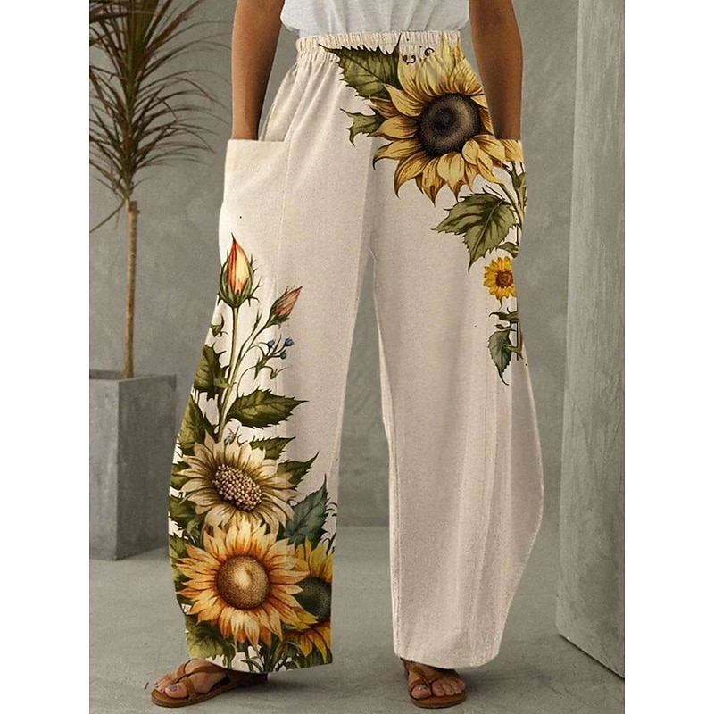 Women's Wide Leg Chinos Vacation Vintage Ethnic Style Full Length High Waist Graphic Gradient Abstract Elastic Waistband Inelastic Causal Casual Daily Black Blue Purple Beige Summer Spring Loose Fit2