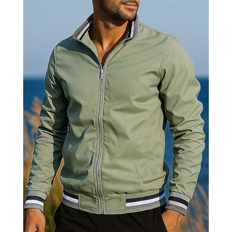 Men's Outdoor Jacket Hiking Jacket Outdoor Waterproof Windproof Hiking Outfits Hiking Clothes Spring Autumn / Fall Jacket Hunting Fishing Climbing Stripes Black White Yellow