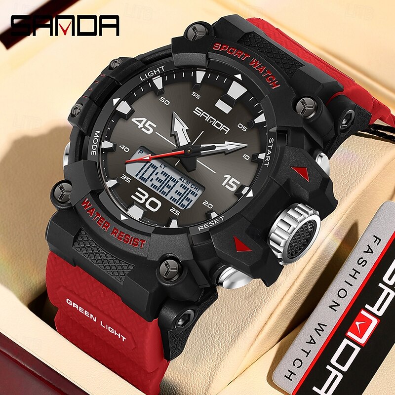 SANDA 6291 Sports Fashion Men Electronic Quartz Watch Shockproof Waterproof Luminous Calendar Casual Digital Watches2
