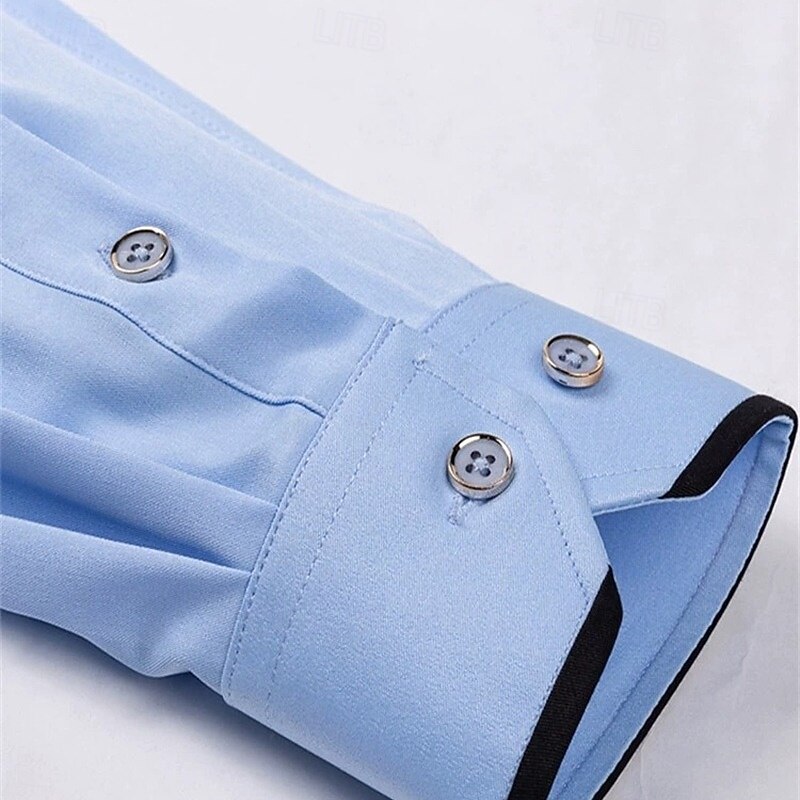 Men's Shirt Dress Shirt Button Down Shirt Non Iron Shirt Plain Formal Wedding Black White Wine Navy Blue Long Sleeve Turndown Summer Spring Clothing Apparel uncut diamond4