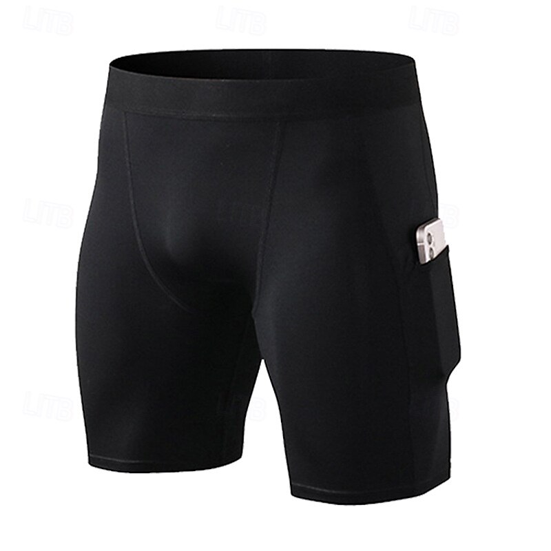 Men's Running Shorts Workout Shorts with Pockets High Waist Bottoms Athleisure Gym Workout Quick Dry Breathable Gym Basketball Athletic Tight Fit Sportswear Activewear Solid Colored Black White Red2